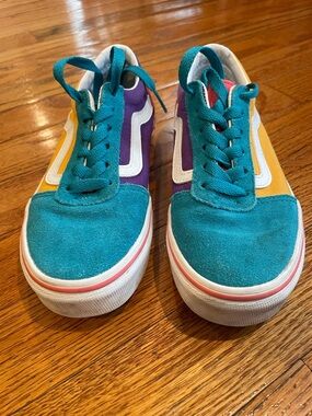 Vans Kids Teal, Purple & Yellow Low-Top Sneakers